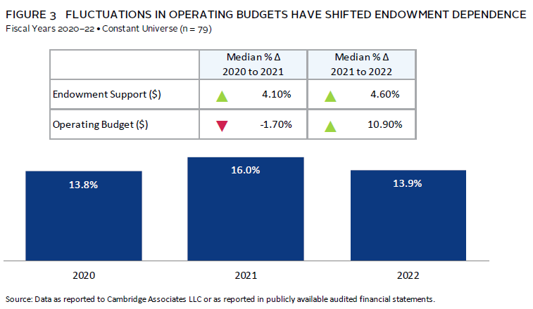 Bar chart showing how larger endowments have higher allocations to private investments.